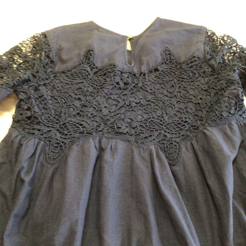Abercrombie & Fitch Blue Long Sleeve Lace Top M - Picture 7 of 12
